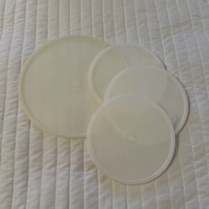 Lot Of Random Tupperware Lids And Plate Various Sizes 5 Pieces